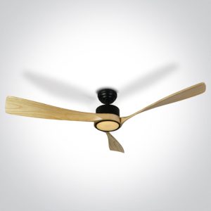 Black Body Ceiling Fans Light Wood Blades - 6314L/B/V